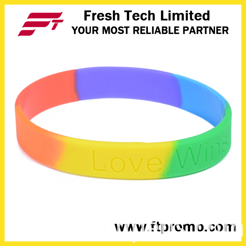 OEM Rainbow Sports Silicone Wristband with Logo